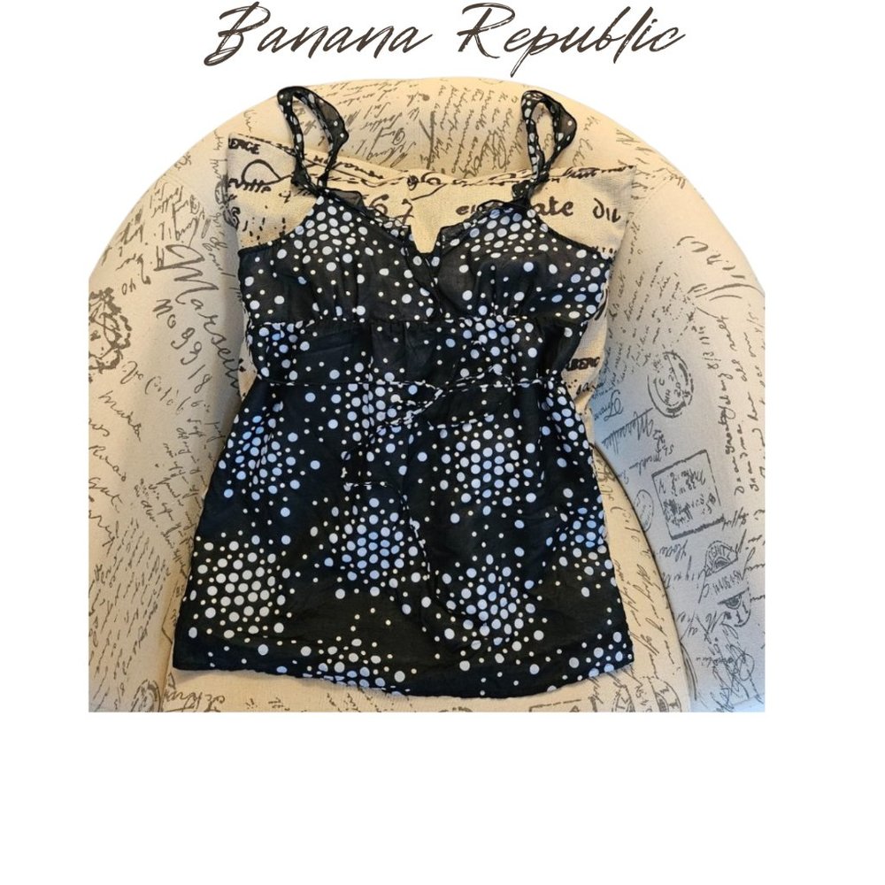 Banana Republic Black and White Polka Dot Silk Cami Top